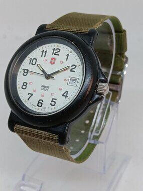 Swiss Army Original Men's 38mm Black Resin Quartz Date Watch NEW BATTERY